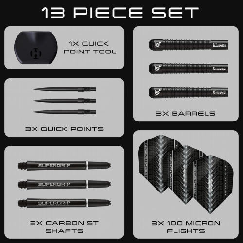 Harrows SUPERGRIP QUICK Point Black Edition Steeldart-Set 21, 23 oder 25 Gramm